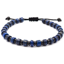 Bracelet Acier Noir - Lapis Lazuli