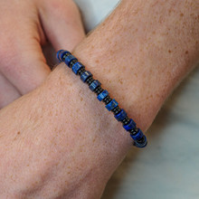 Bracelet Acier Noir - Lapis Lazuli