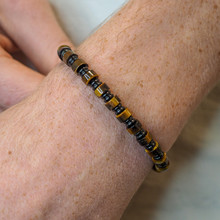 Bracelet acier noir - œil de tigre