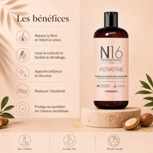 Shampooing Réparateur Kératine Cheveux Abîmés N16 Professionnel 500 ml - hairStore.fr