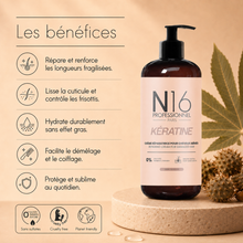 Crème Réparatrice Kératine Cheveux Abîmés N16 Professionnel 350 ml