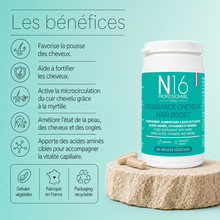 Complément Alimentaire Croissance Cheveux N16 Professionnel - Pousse & Croissance - 60 gélules