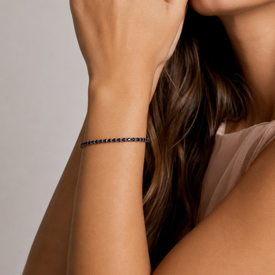 Bracelet en acier inoxydable & zircons imitation spinelle noire