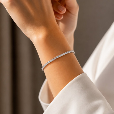 Bracelet en acier inoxydable & zircons carrés facettés