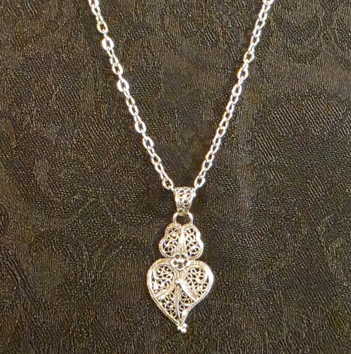 Silver Heart of Viana Filigree Pendant - Sm