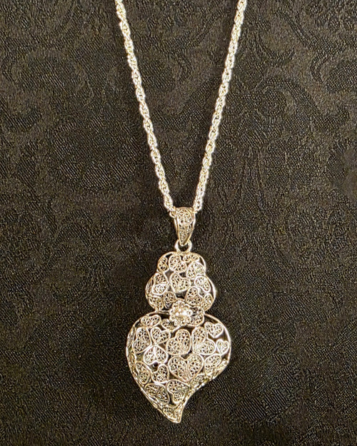 Double Sided Silver Heart of Viana Pendant