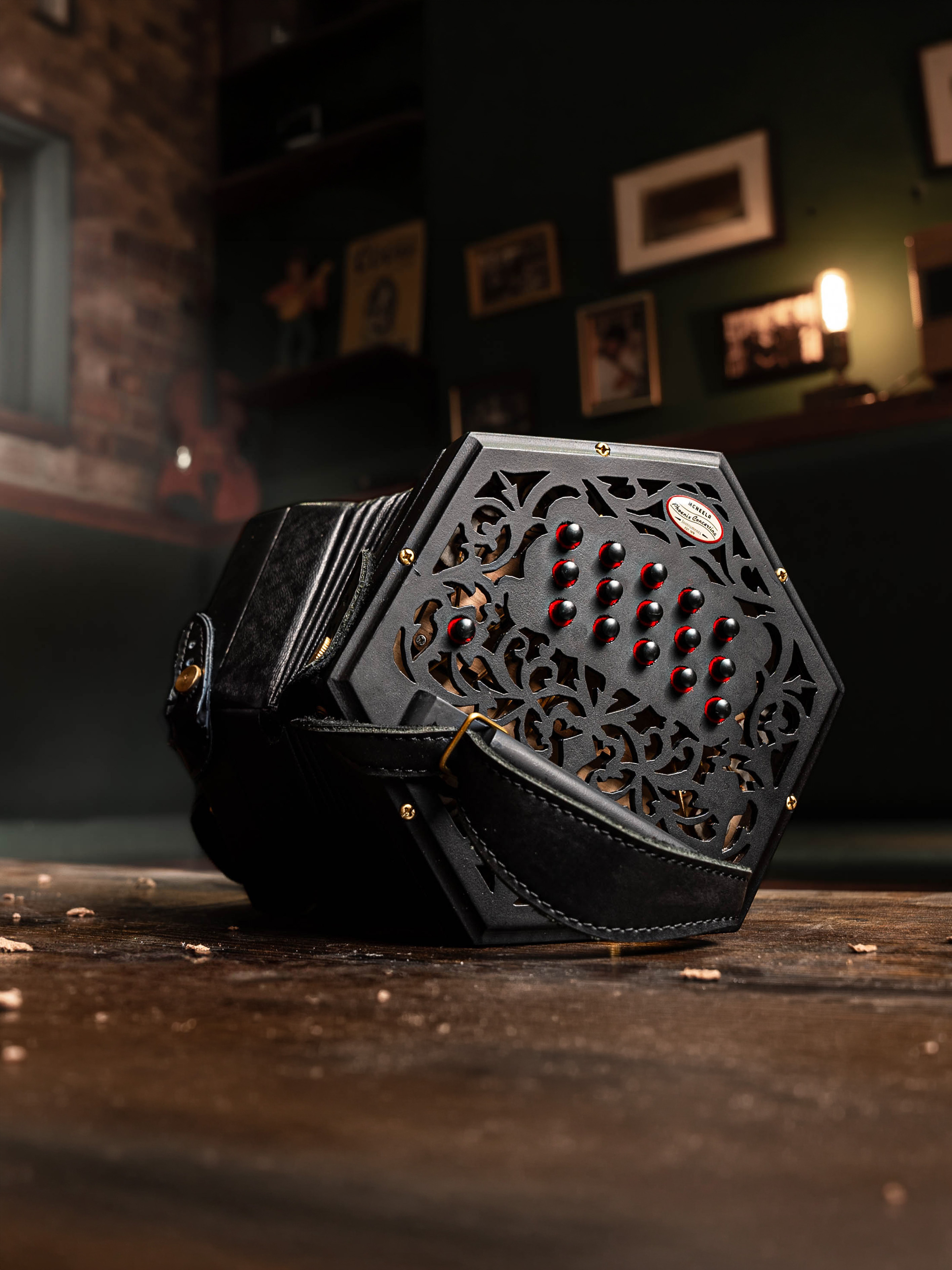 The Phoenix Concertina - 30-Button Anglo C/G - Irish Trad - Matte Black/Natural Wood - McNeela Music