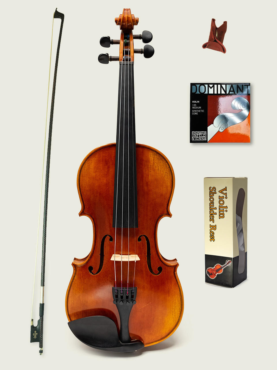 The Advanced Violin Set - Carbon Fibre Bow, Lightweight Case, Rosin, Beginners Fiddle - McNeela Music