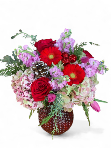 Pink and Red Christmas Vase