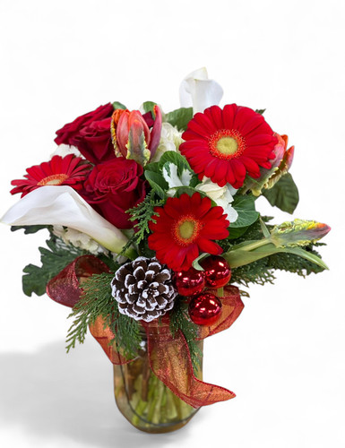 Merry Christmas (Hand Tied Mason Jar Bouquet)