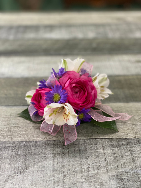 Springy Pink Wrist Corsage