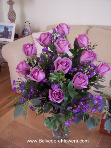 Dozen Lavender Purple Roses - Belvedere Flowers of Havertown PA