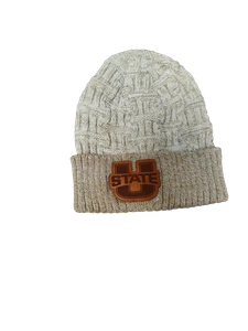 KTRAIL Oatmeal Knit cuff Beanie, U State champ logo