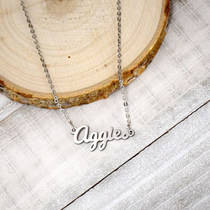 Aggie Script Necklace Silver
