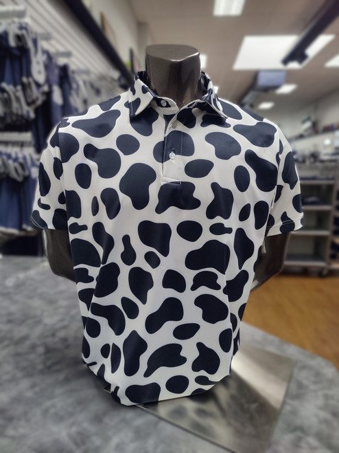Navy and white cow print