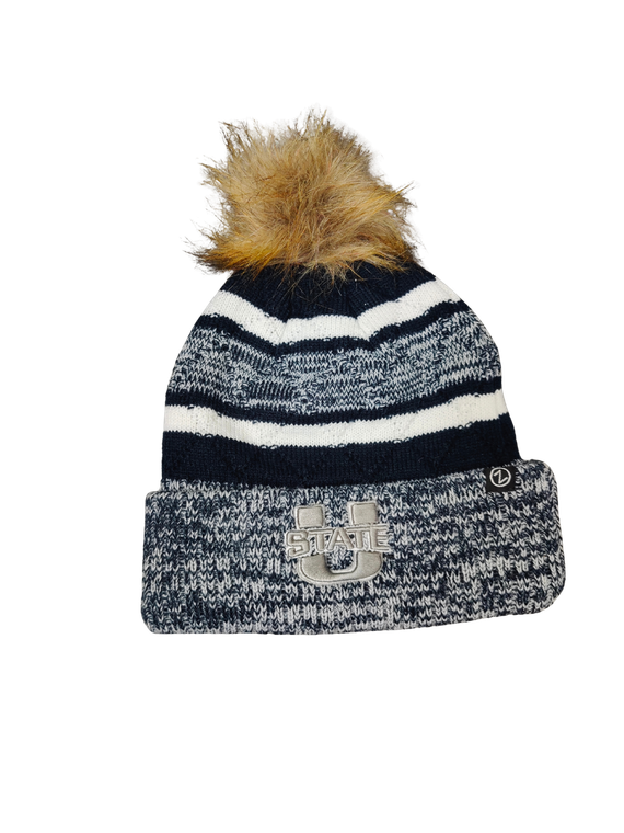 USU Rouge Lady Beanie - N/G/W/Pom - Onesize
