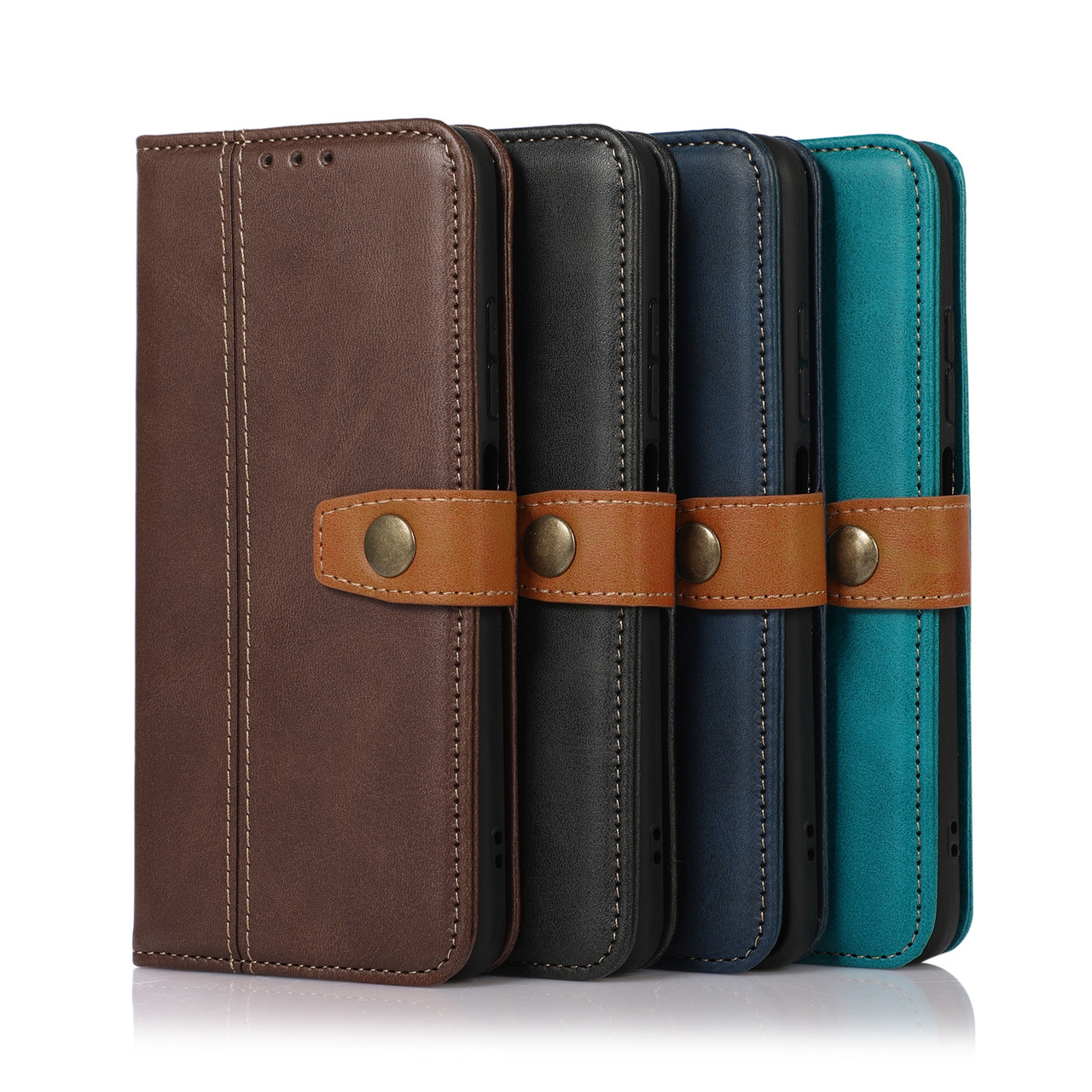 iPhone 13 Stitching Thread Calf Texture Leather Phone Case - Blue