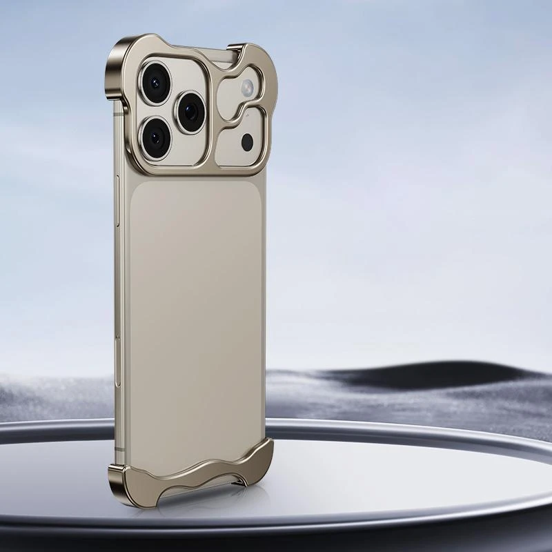iPhone 17 Pro Max Frameless Metal Corner Pad Phone Case with Lens Film ...