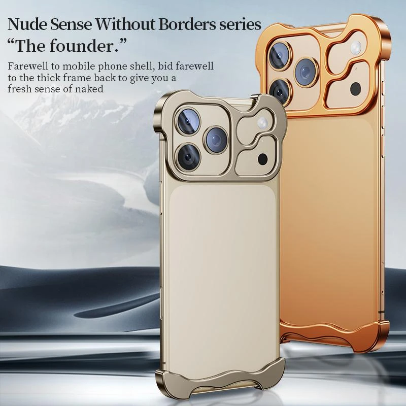 iPhone 17 Pro Max Frameless Metal Corner Pad Phone Case with Lens Film ...