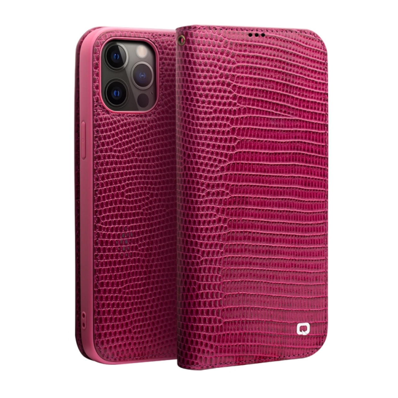 iPhone 12 Pro Max Leather Case Croco Red