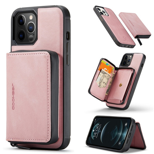 iPhone 13 mini JEEHOOD Magnetic Zipper Horizontal Flip Leather Case with Holder & Card Slot & Wallet  - Pink