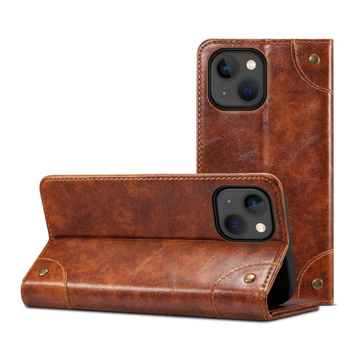 iPhone 13 mini Baroque Simple Horizontal Flip Leather Case with Holder & Card Slots & Wallet  - Light Brown