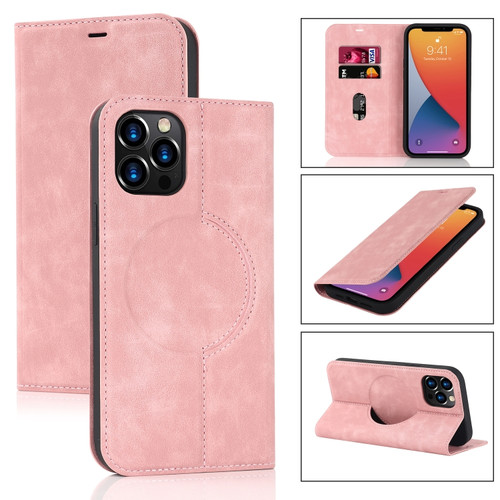 iPhone 12 Pro Wireless Charging Magsafe Leather Phone Case - Pink