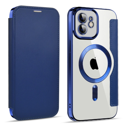 iPhone 12 MagSafe Magnetic RFID Anti-theft Leather Phone Case - Royal Blue