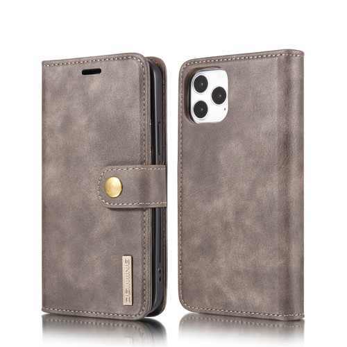 iPhone 12/12 Pro DG.MING Crazy Horse Texture Detachable Magnetic Leather Case - Grey