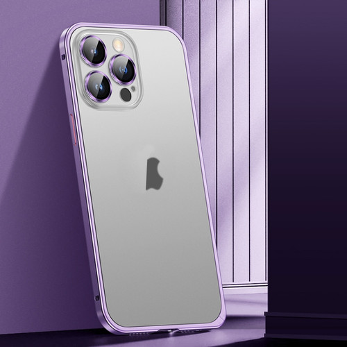 iPhone 12 Pro Spring Buckle Metal Frosted Phone Case - Deep Purple