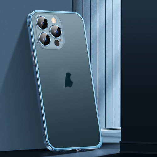 iPhone 12 Spring Buckle Metal Frosted Phone Case - Sierra Blue