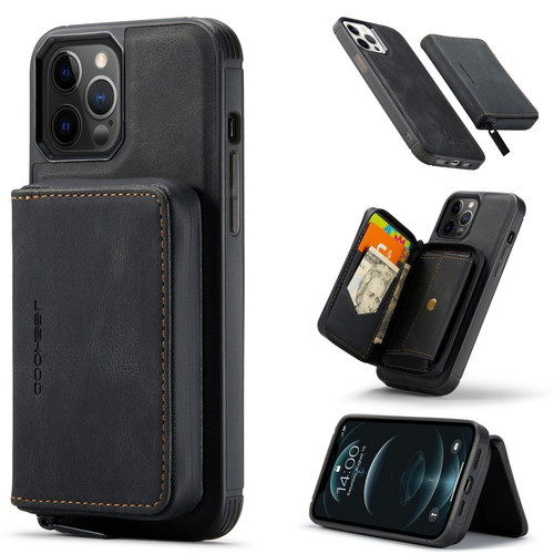 iPhone 12 / 12 Pro JEEHOOD Magnetic Zipper Horizontal Flip Leather Case with Holder & Card Slot & Wallet - Black