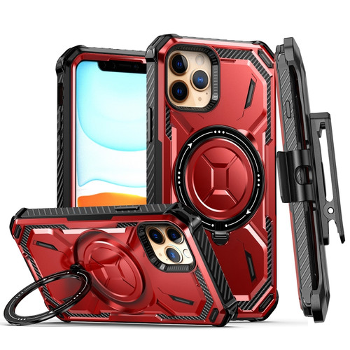 iPhone 12 Armor Series MagSafe Magnetic Holder Phone Case with Back Clip - Red