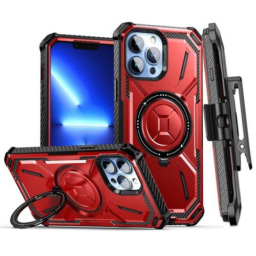 iPhone 12 Pro Armor Series MagSafe Magnetic Holder Phone Case with Back Clip - Red