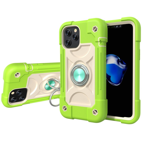 iPhone 12 / 12 Pro Shockproof Silicone + PC Protective Case with Dual-Ring Holder - Guava