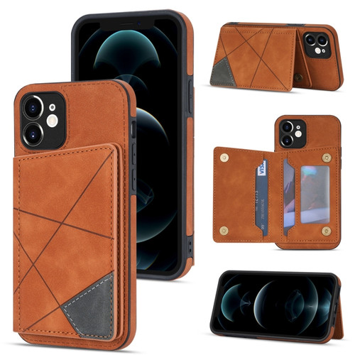 iPhone 12 Line Card Holder Phone Case - Brown