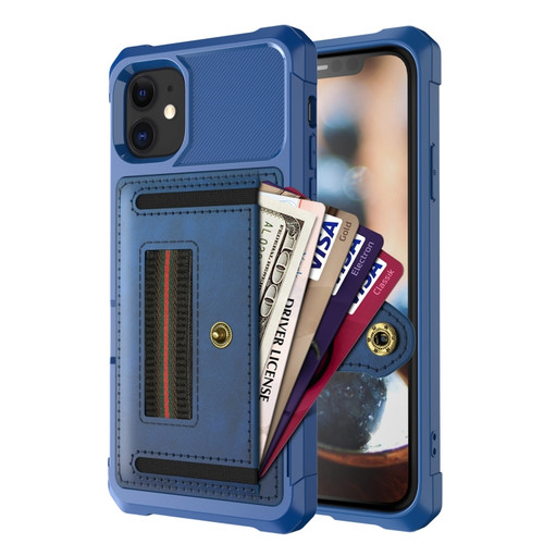 iPhone 12 ZM06 Card Bag TPU + Leather Phone Case - Blue