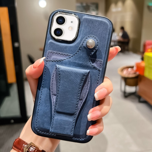 iPhone 12 Side Leather Rotation Card Holder Phone Case - Blue