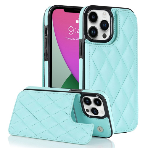 iPhone 12 Pro Double Buckle Rhombic PU Leather Phone Case - Blue