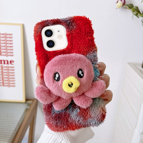 iPhone 12 Octopus Plush TPU Phone Case - Red