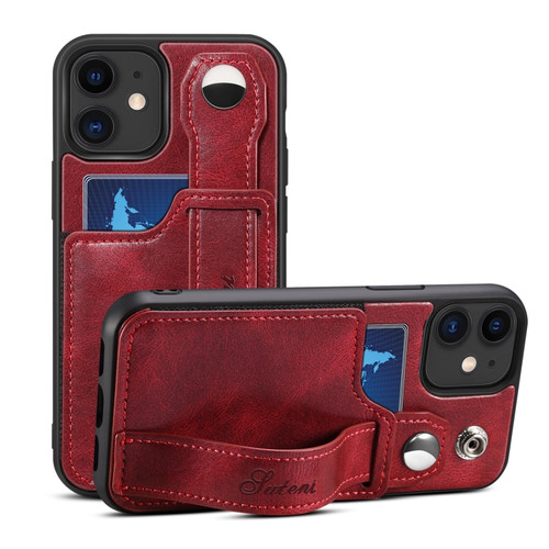 iPhone 12 Suteni 215 Wrist Strap PU Phone Case - Red