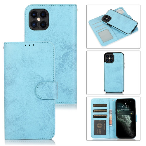 iPhone 12 / 12 Pro KLT888-2 Retro 2 in 1 Detachable Magnetic Horizontal Flip TPU + PU Leather Case with Holder & Card Slots & Photo Frame & Wallet - Sky Blue