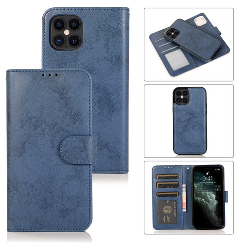 iPhone 12 / 12 Pro KLT888-2 Retro 2 in 1 Detachable Magnetic Horizontal Flip TPU + PU Leather Case with Holder & Card Slots & Photo Frame & Wallet - Dark Blue