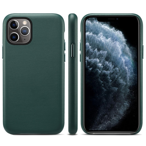 iPhone 12 / 12 Pro Lamb Grain PU Back Cover Phone Case - Dark Green