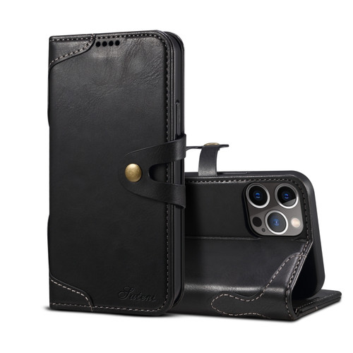 iPhone 12 / 12 Pro Calf Texture Buckle Horizontal Flip Leather Case with Holder & Card Slots & Wallet - Black