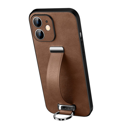 iPhone 12 SULADA Cool Series PC + Leather Texture Skin Feel Shockproof Phone Case  - Brown