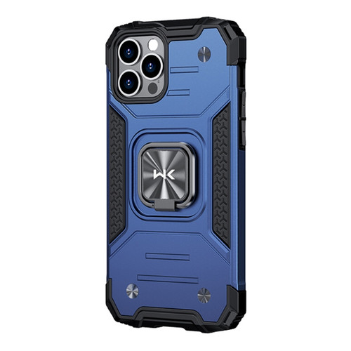 iPhone 12 Pro WK WTP-012 Shockproof PC + TPU + Metal Phone Case with Ring Holder - Blue