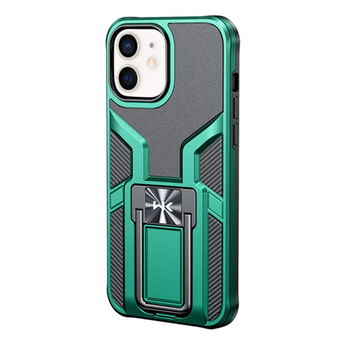 iPhone 12 WK WTP-013 Shockproof PC + TPU Phone Case with Metal Holder - Malachite Green