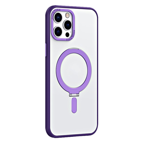 iPhone 12 Pro Skin Feel MagSafe Shockproof Phone Case with Holder - Purple