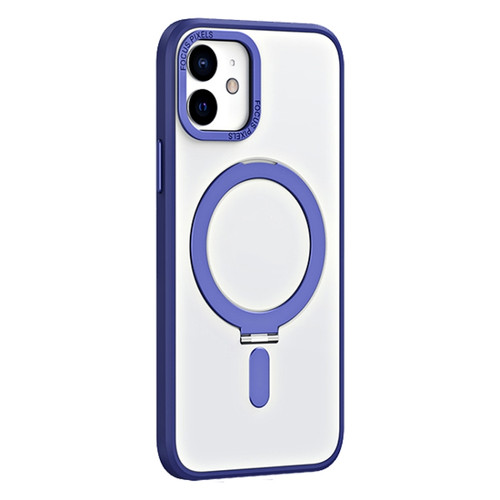 iPhone 12 Skin Feel MagSafe Shockproof Phone Case with Holder - Dark Blue